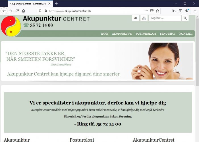 Akupunkturcentret Hjemmeside, CMS og hosting