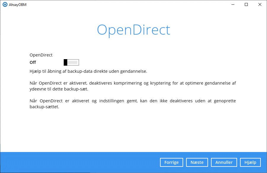 Aktiver ikke OpenDirect