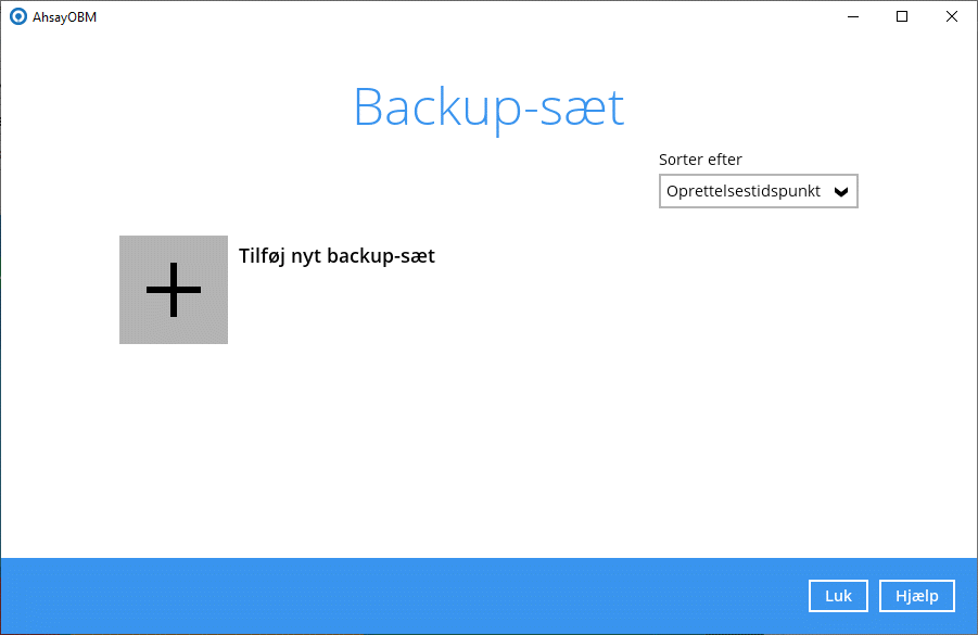 Tilføj nyt backup sæt