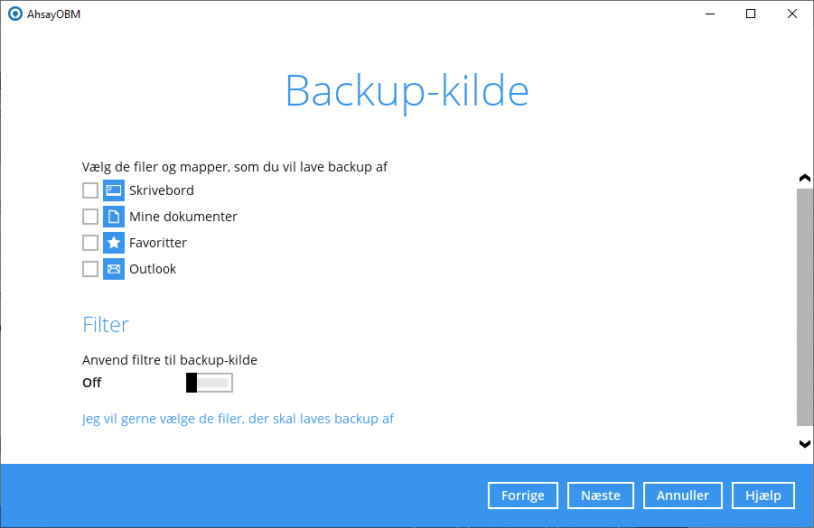 Backup kilde oversigt