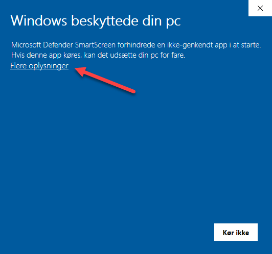 Advarsel fra Windows Defender